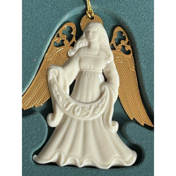 Lenox Laurels Joy Porcelain Angel and Lenox Joy Silver Christmas Tree Ornaments - Picture 3 of 12